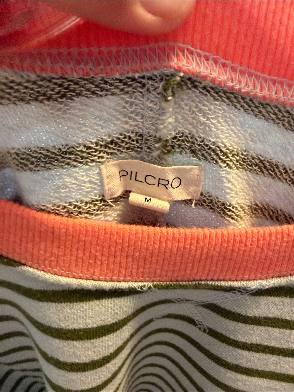 Anthropologie Striped Sweatshirt with Coral Trim - Picture 4 of 4